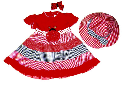   Youngland Ladybug Dress 4pc Set 12 18M Red Black Hair Bow Reversable Sun Hat