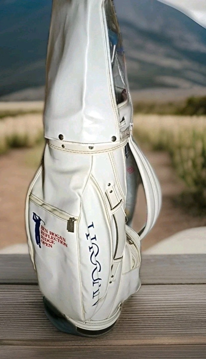Rare Ben Hogan Reflections Tour White/Blue Golf Bag w/Travel Cover