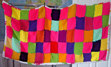 SINGLE SIZE MULTI COLOUR HANDMADE KNIT THROW BLANKET 75" X 41" (178CMS X 104CMS)