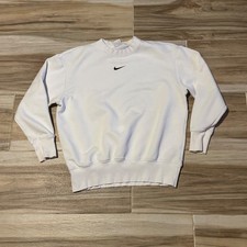 Nike Sportswear Essential Crewneck Sweatshirt White Mini Swoosh XS Oversized