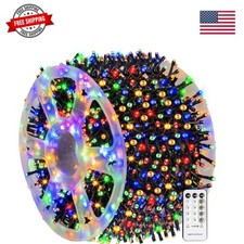 Outdoor Christmas String Lights, 1000 LED 328 FT Plug in Fairy Light with Rem...