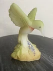 Fenton Art Glass Hummingbird Figurine Hand-Painted Floral Design