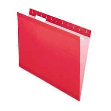 Pendaflex Letter Size Reinforced Hanging Folders, 1/5-Cut Tab, Red, 25 per Box