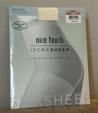 Vintage Sears Nice Touch Lycra Silk Sheer Pantyhose Stockings Pearl Size B New