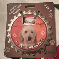 E S Pets Labradoodle 3 in 1 Coaster Bottle Opener Magnet Dog Lover New Decor