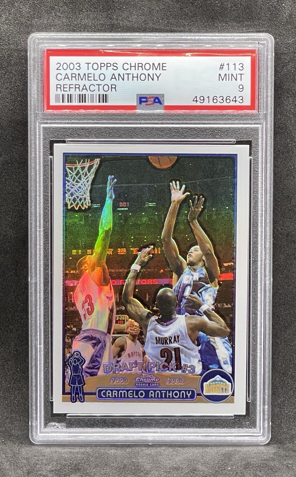 2003 Topps Chrome Refractor Carmelo Anthony PSA 9 HOF #113