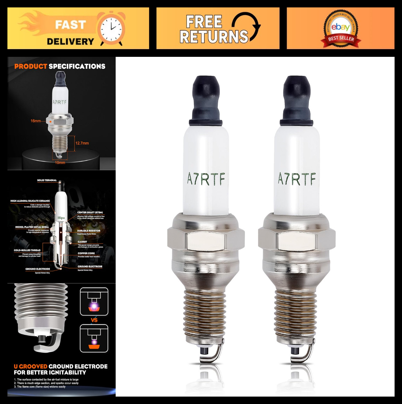 Spark Plug for Champion RDZ4H, MTD, Troy Bilt, Compatible with 794-00082  More