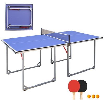 6ft Portable Folding Ping Pong Table Set w/ Net, Paddles, Balls Indoor Outdoor