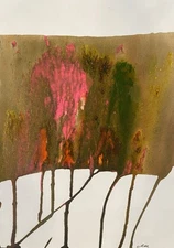 Abstract Mixed Media Painting on 11 X 15” Paper Contemporary