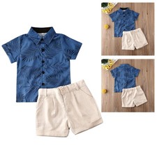 Infant Baby Boys Outfit Short Sleeve Shirt  Solid Shorts 2PCS Summer Daily Set