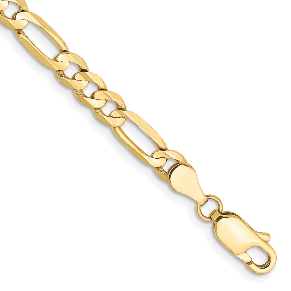 10k Yellow Gold 4.5mm Concave Open Figaro Chain Bracelet 8