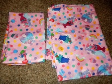 5G Set of 2 TREASURE TROLLS Pink Microfiber Flat Toddler Bed Sheets Fabric 