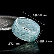 Natural Jadeite Jade Band Ring Men Blue Water Natural Jade 12mm Animal Ring 11