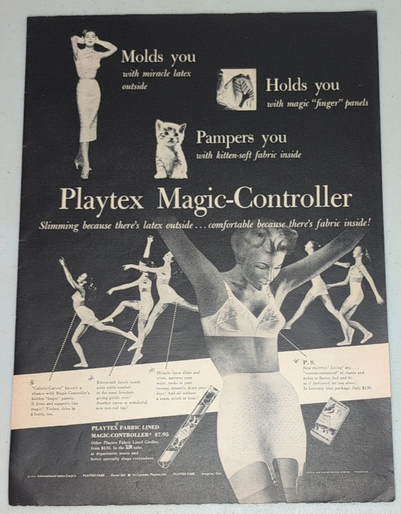 1954 Playtex Vintage Print Ad Bra Brassiere Girdle Woman Lady Firm Support Shape
