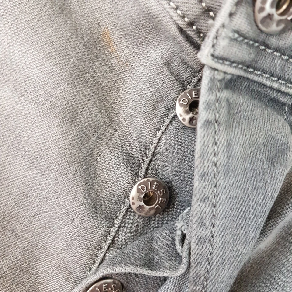 Diesel Mens Shorts 31 Grey Denim Kroshort Jeans Button Fly Light Wash W31 - Image 3 of 4