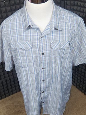 Wrangler ATG All Terrain Gear Blue Plaid Shirt Mens 2XL Short Sleeve Casual