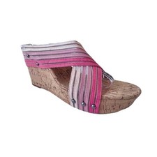 Lucky Brand Mykayla Cork Wedge Open Toe Sandals Multicolor Women's Size 9.5