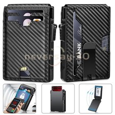 Men's Slim PopUp Bifold Carbon Fiber Wallet, RFID Blocking, Money Clip, Men Gift