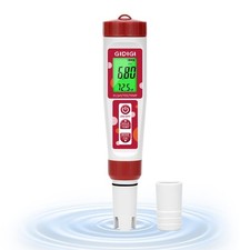 pH Meter for Water, 4 in 1 EC PPM Temp pH Tester for Hydroponic Red