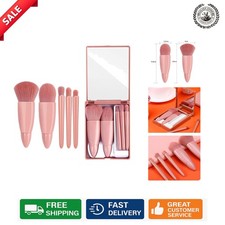 Compact 5-Piece Travel Makeup Brush Set with Mirror - Perfect for On-the-Go