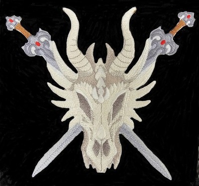 Custom Dragon Skull Embroidery Iron On/Sew Patch (6.61'' x 5.87'')