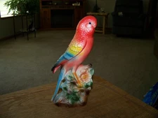 Vtg Norleans Japan Ceramic Colorful Handpainted Parakeet Parrot Figurine 8.5"