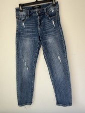 Liverpool Jeans The Crop Straight Size 2/26 Dark Wash Stretch Denim Distressed