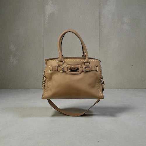 Grand sacoche fourre-tout Michael Kors Hamilton en cuir marron point fouetté doré HW - Photo 2/6