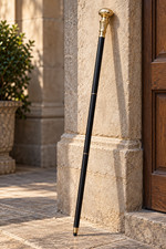 Ornate Black Wooden Walking Cane with Gold Floral Handle, 37 Inch 3 Piece Stick