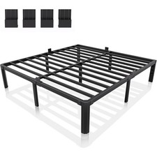 14 Inch Metal Bed Frame King Size Heavy Duty High Platform Steel Slats No Box
