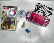 Sony PSP 3000 Custom Clear Pink Shell Bundle - 3 Games, SanDisk 64MB, USB Cable