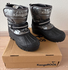 KangaROOS warm gefütterte Schnee Stiefel wasserdicht Kinder Klett silber Gr. 33
