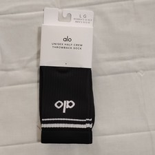 Alo Unisex Crew Socks Cotton Black/White Striped Size L MPN A0480U