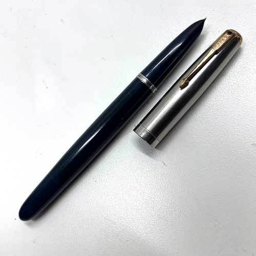 PARKER 51 Dark Blue Fountain Pen F Nib Blue Diamond Plunger Fill