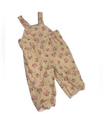 Vintage First Impressions Baby Romper Overalls pink flowers Floral 12 Months
