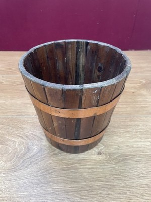 Vintage Pflanzgefäß aus Holz & Messing