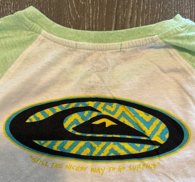 Quiksilver Womens - 3/4 Sleeve cotton T-Shirt Small green & white
