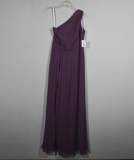 NWT Celebrate DB Studio One Shoulder Full Length Plum Bridesmaid Gown Sz 10