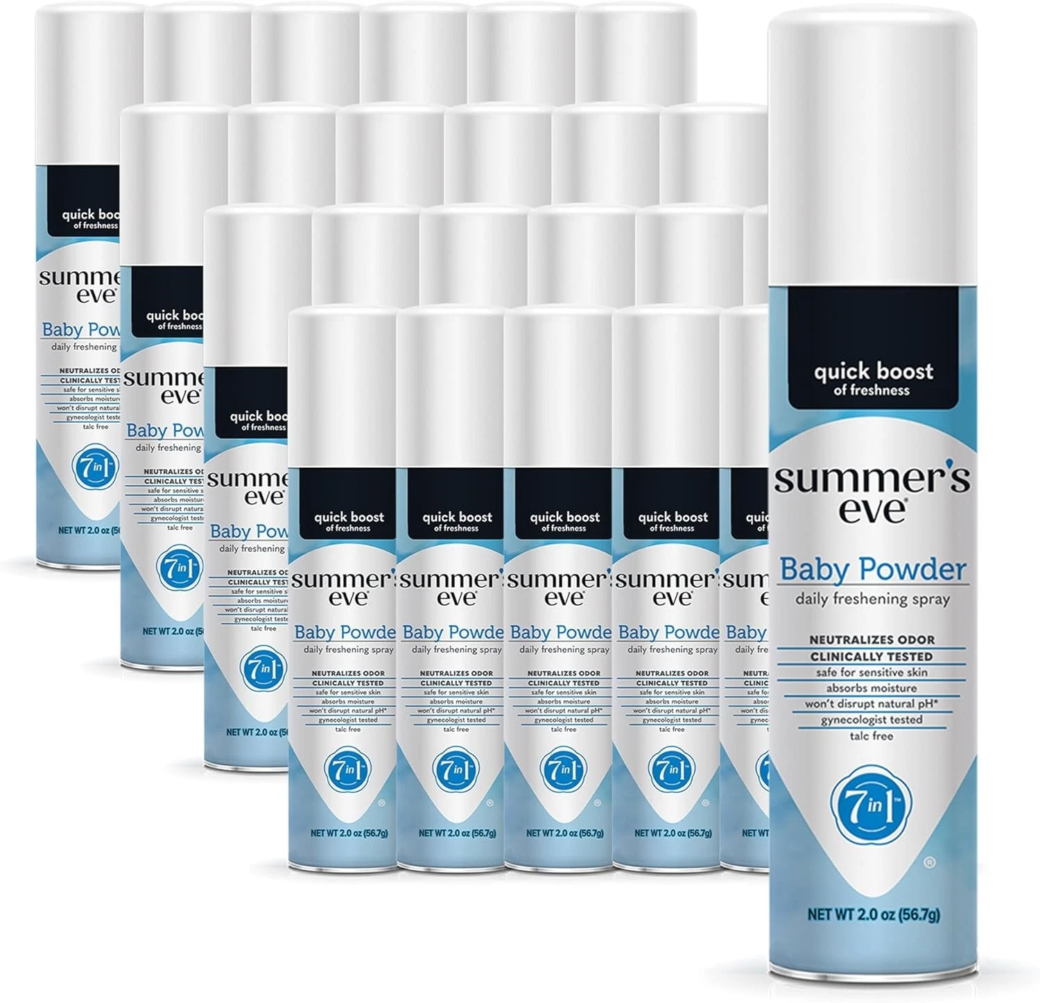 Summer's Eve Baby Powder Daily Gentle Feminine Spray, 2 oz, 24 Pack