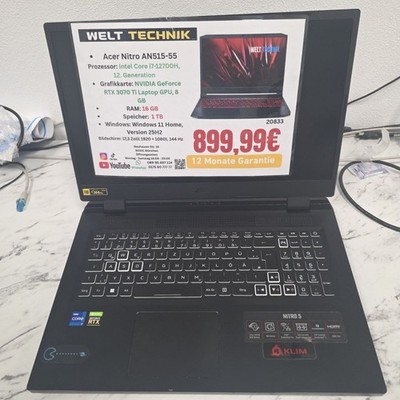 Acer Nitro AN515-55 1TB SSD 16GB RAM i7-12700H RTX 3070 Ti 8GB Schwarz
