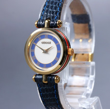[N MINT] Vintage Gucci 2000L Sherry Line 21mm Blue Roman Dial Qz Women's Watch
