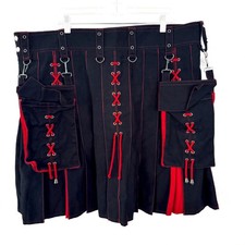 Scottish Kilt - Size 34 Black Red Accents Utility Style Skirt Alternative