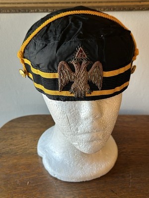 Vtg Freemason Masonic Hat 32nd Degree Scottish Rite Double Eagle Cap 7 1/8