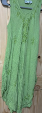 Indian Tropical Fashion Sleeveless Rayon Dress Lime Green W/Embordery Free Size