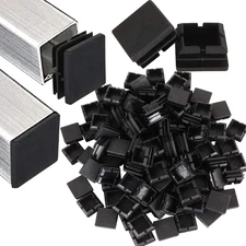 100Pack 1Inch Square Tube End Caps, Black Square Plastic Plug Durable Glide Inse
