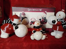 Cracker Barrel Old Country Store Just Chillin' set of three ceramic Snowmen 