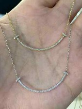 0.30Ct Round Cut Diamond Smile Necklace Pendant 14K White Gold Over Free Chain