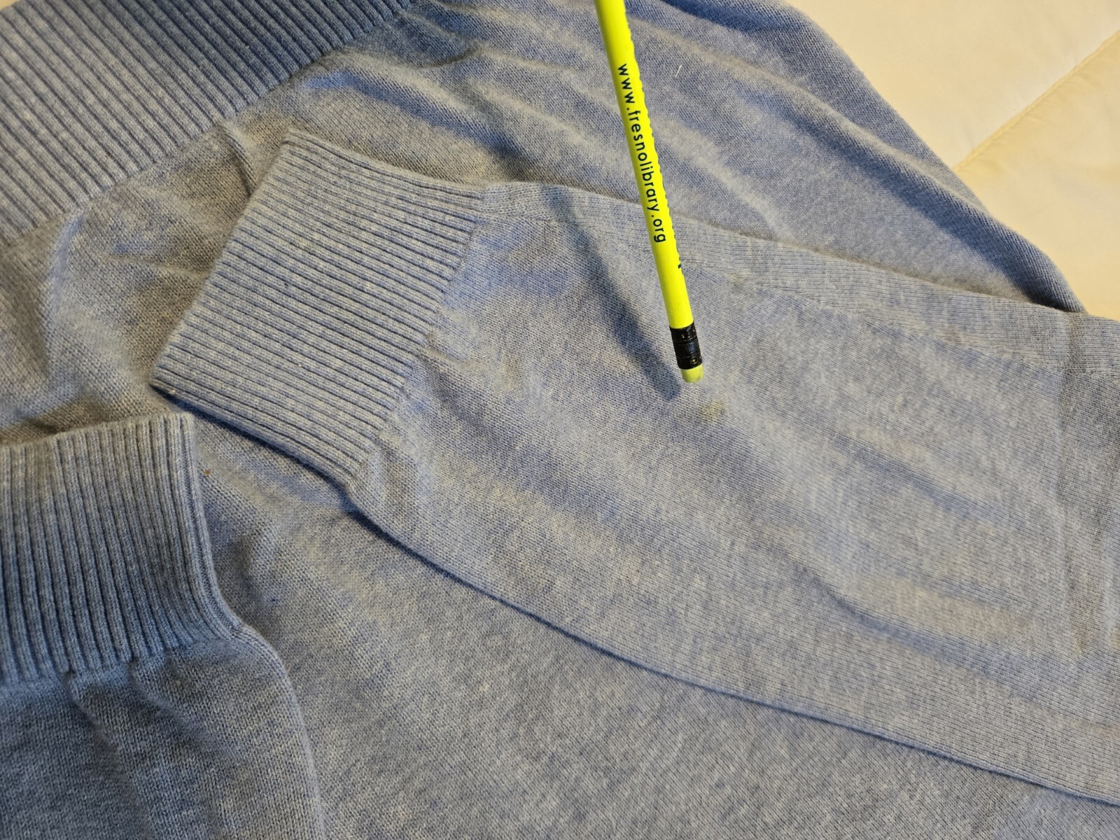 Tommy Hilfiger Men's Blue V-Neck Cotton Striped Sweater M image 6