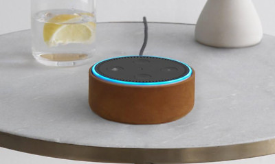 Amazon Echo Dot Case 2nd Gen  ( Indigo Fabric case & brown faux leather case)