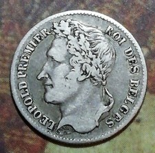 1834 Belgium Silver 1/4 Franc Leopold I KM# 8